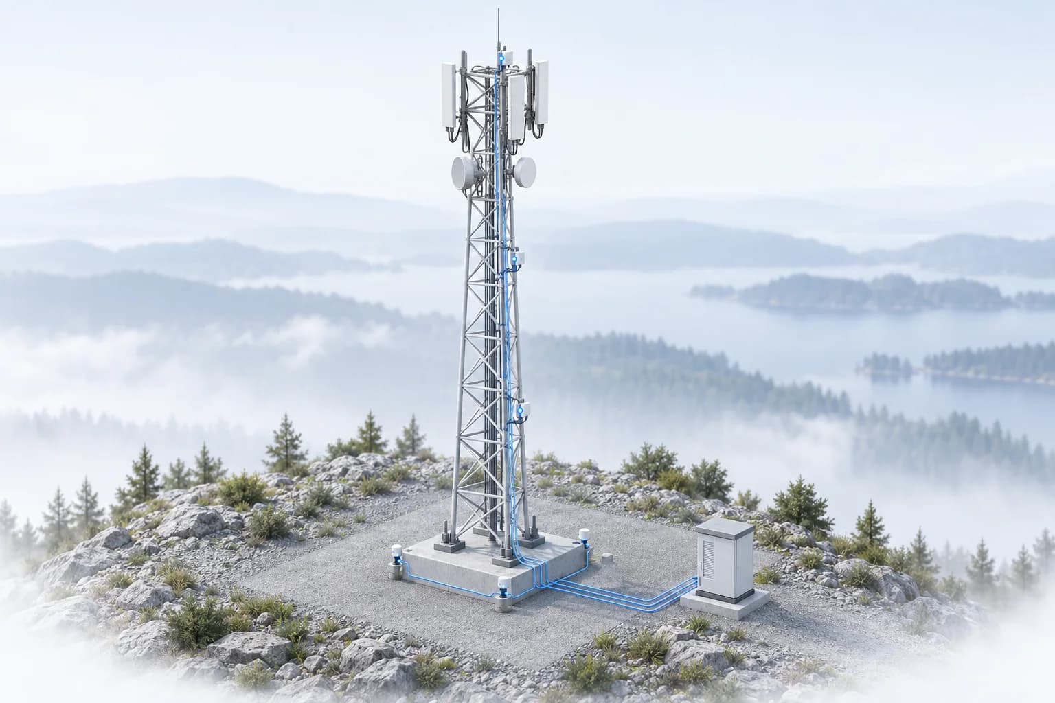 Antenna mast with monitoring instruments on its structure